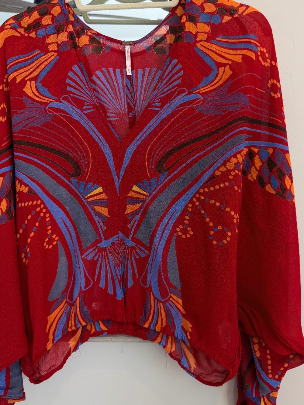 Free People, red & multi color long sleeve top size Medium